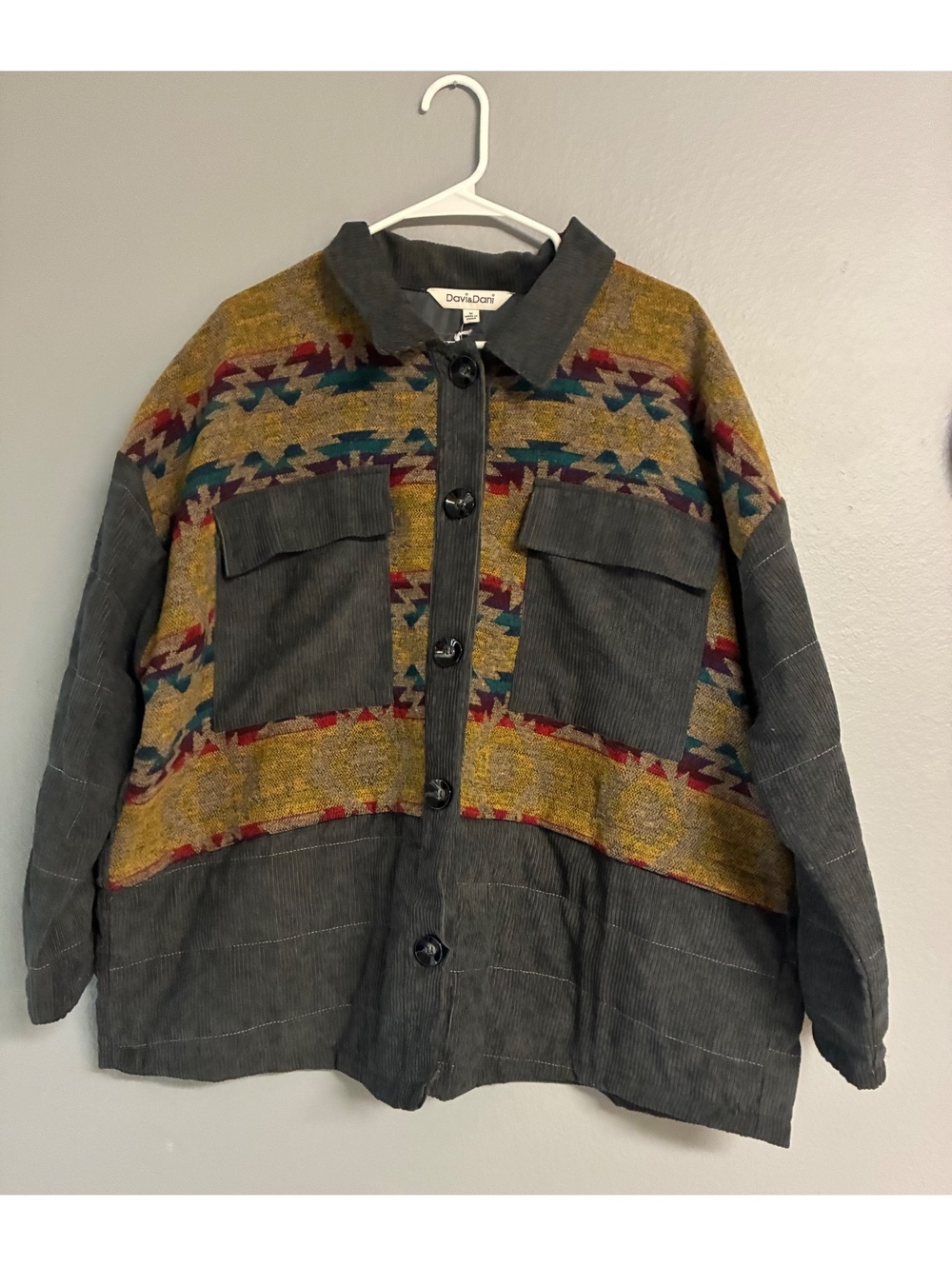 DAVi & DANI "The Beaver Creek" Aztec Print Corduroy Jacket Sz M NWT Oversized
